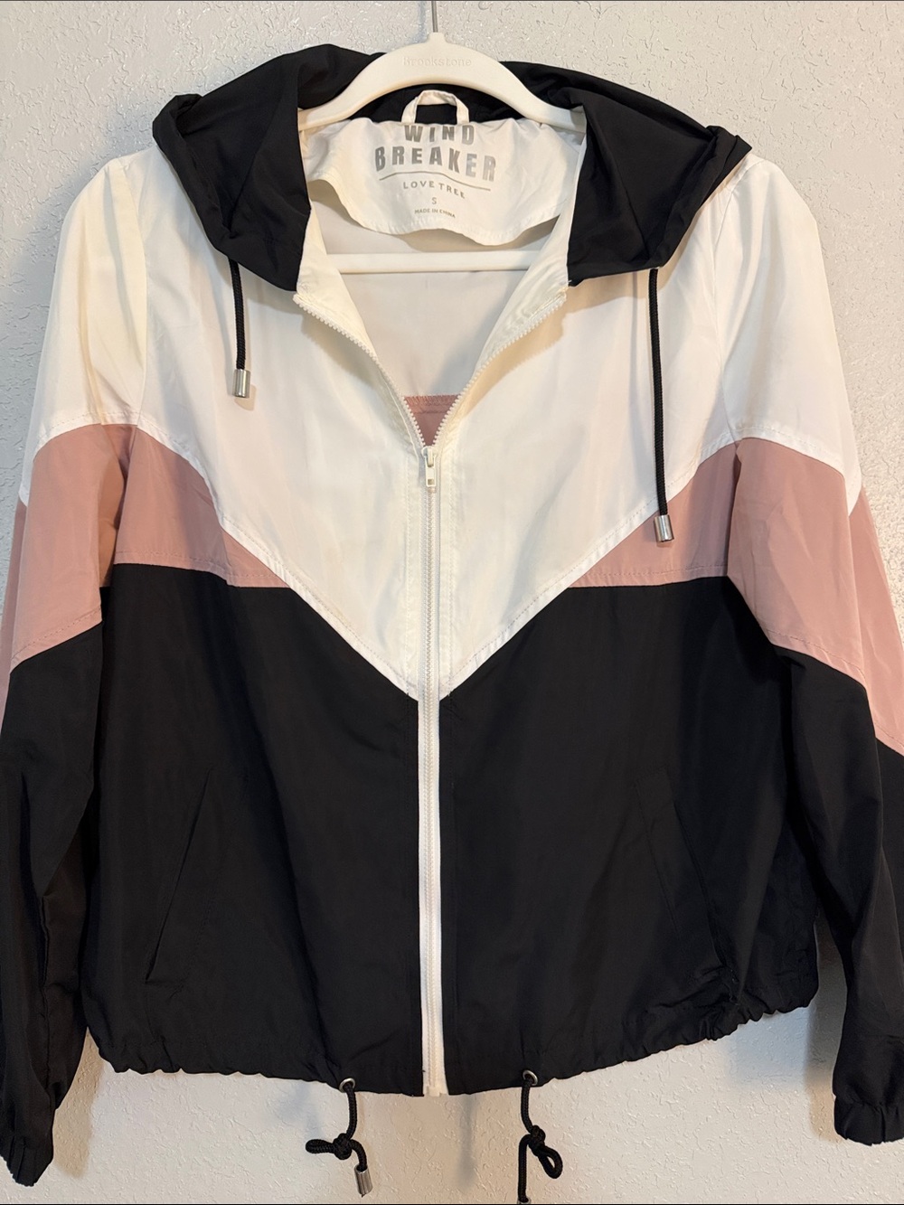 Windbreaker Jacket - Black, White & Pink Colorblock
